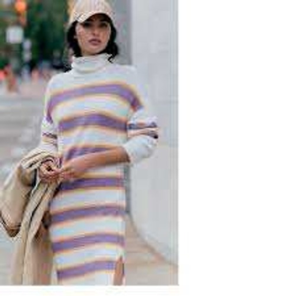 Daily Practice Anthropologie NWT Karigan Striped Turtleneck Sweater Dress Size L